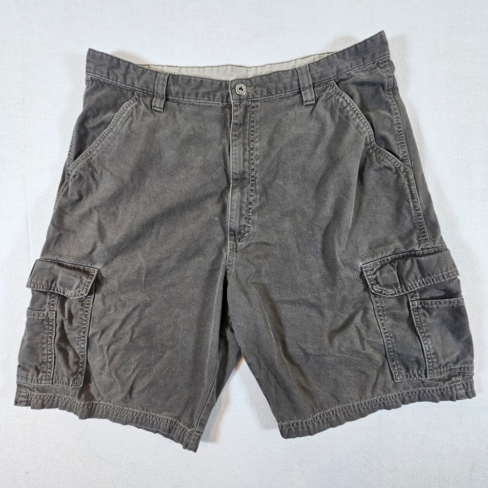 Wrangler Hero Originals Cargo Shorts Mens‎ 36 Black Faded Cotton Relaxed Utility